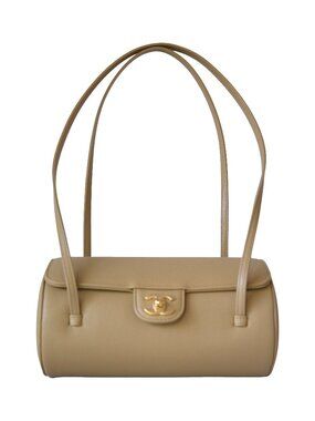 Chanel Preppy Coco Small Bowling Bag Beige